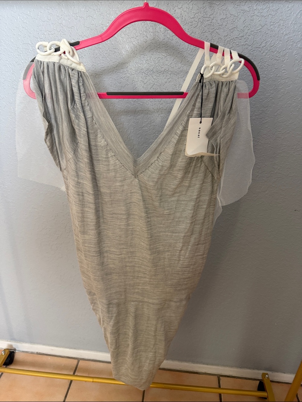 Sacái Sleeveless V-Neck Gray Sleep Slip dress